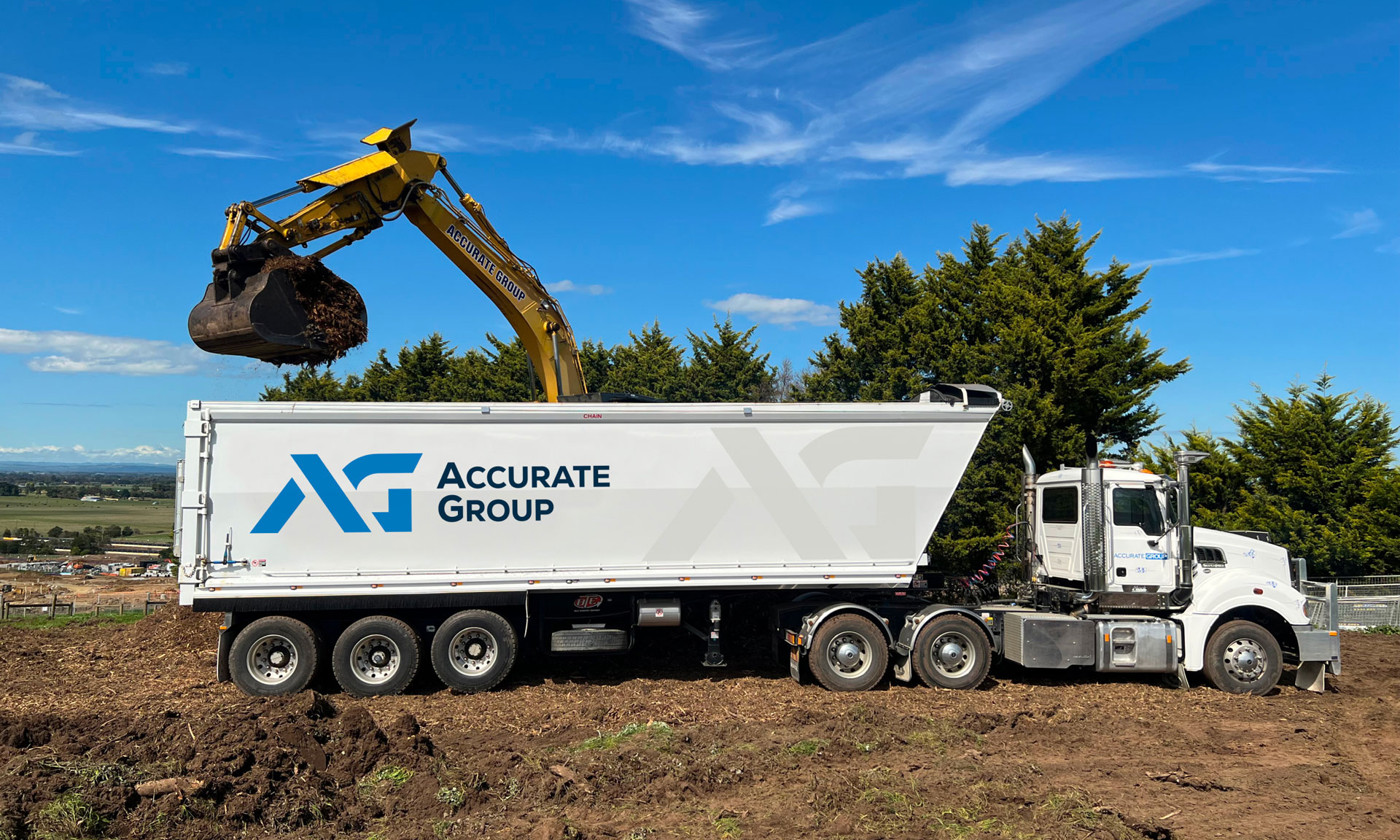 Accurate Group truck being filled with mulching